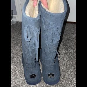Tall blue winter boots